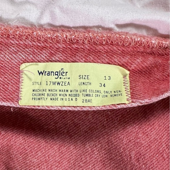 Women’s Vintage Salmon Pink Wrangle Bareback Western High Waisted Jeans Size 13 - Picture 7 of 7
